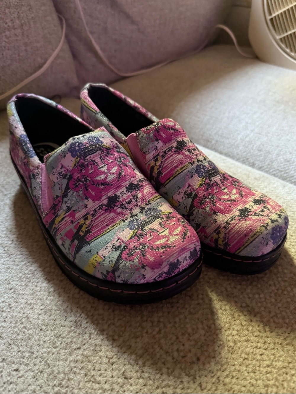 Klogs Women's Slip-On Flats in Pink Multi Abstract Print